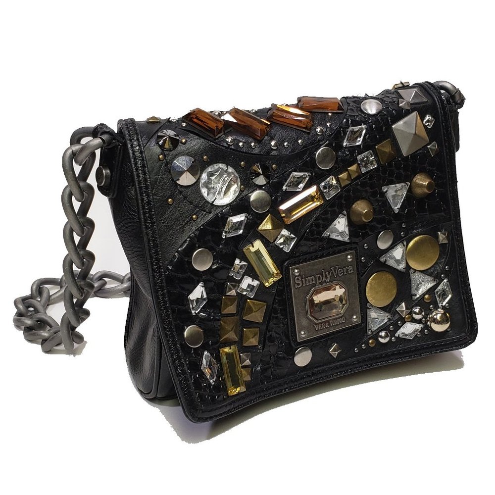 VERA WANG Funky Flap Vegan Leather Jewelled Purse
